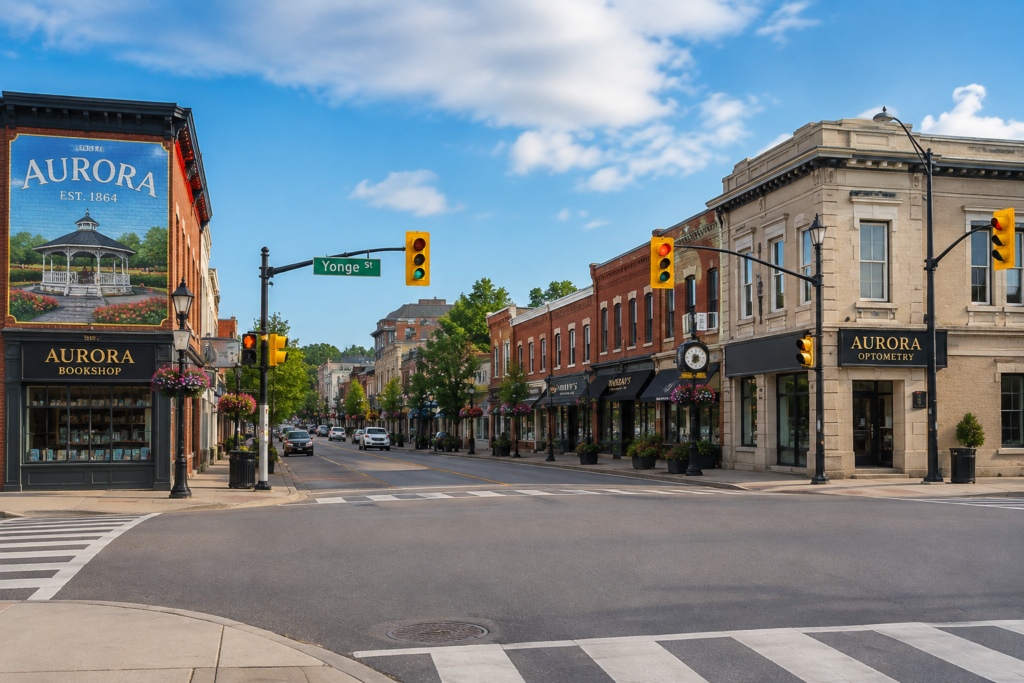 Aurora city downtown Ontario