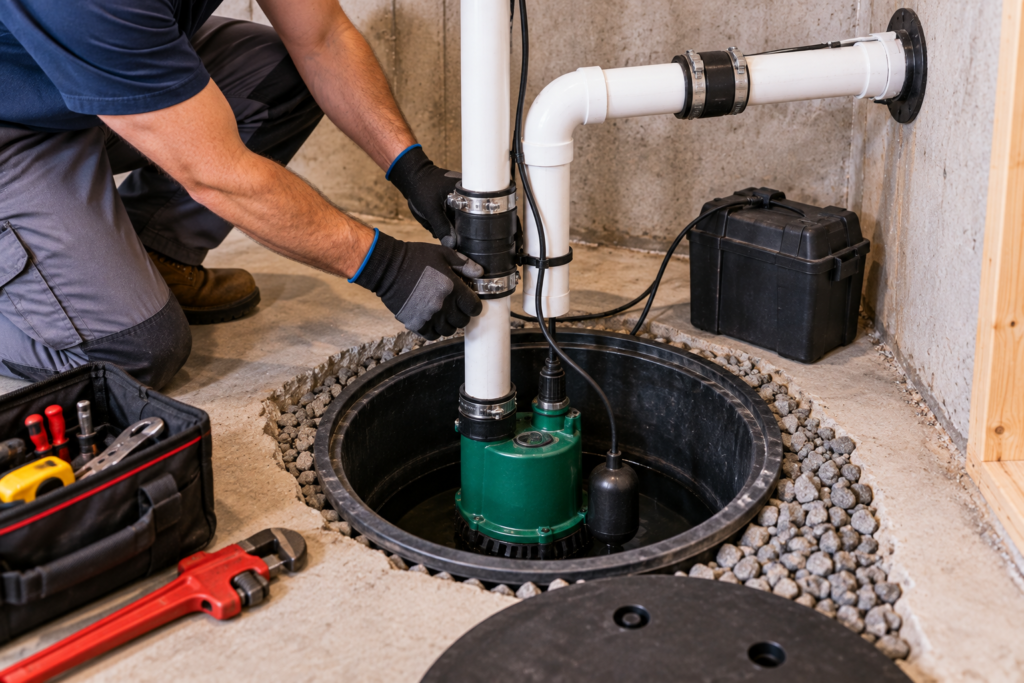 Installation of Sump Pump in Basement Installation of Sump Pump in Basement